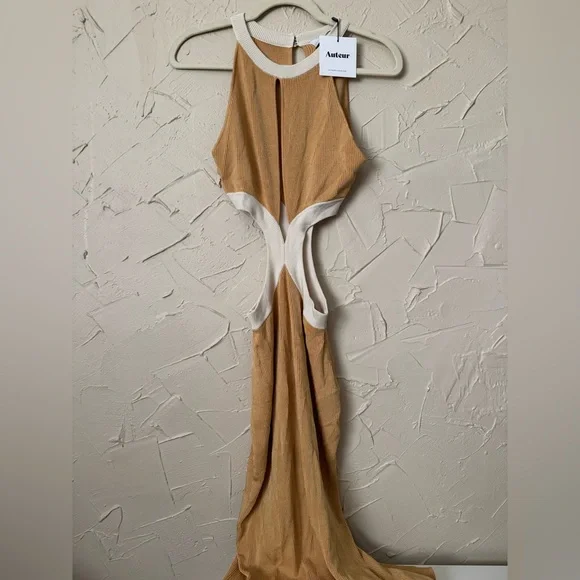 Auteur studio BRIDGET DRESS - CAMEL/CREAM size large - Picture 4 of 5